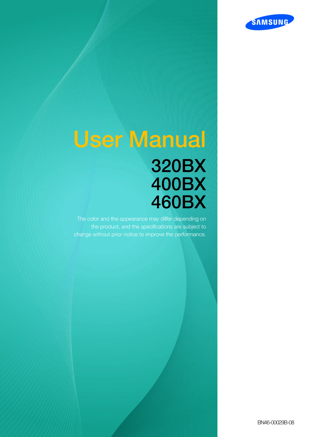 Samsung LH46ARPLBC/EN, LH40ARPLBC/EN, LH32ARPLBC/EN, LH40ARPLBC/XY, LH32ARPLBC/XY, LH46ARPLBC/XY manual 320BX 400BX 460BX 