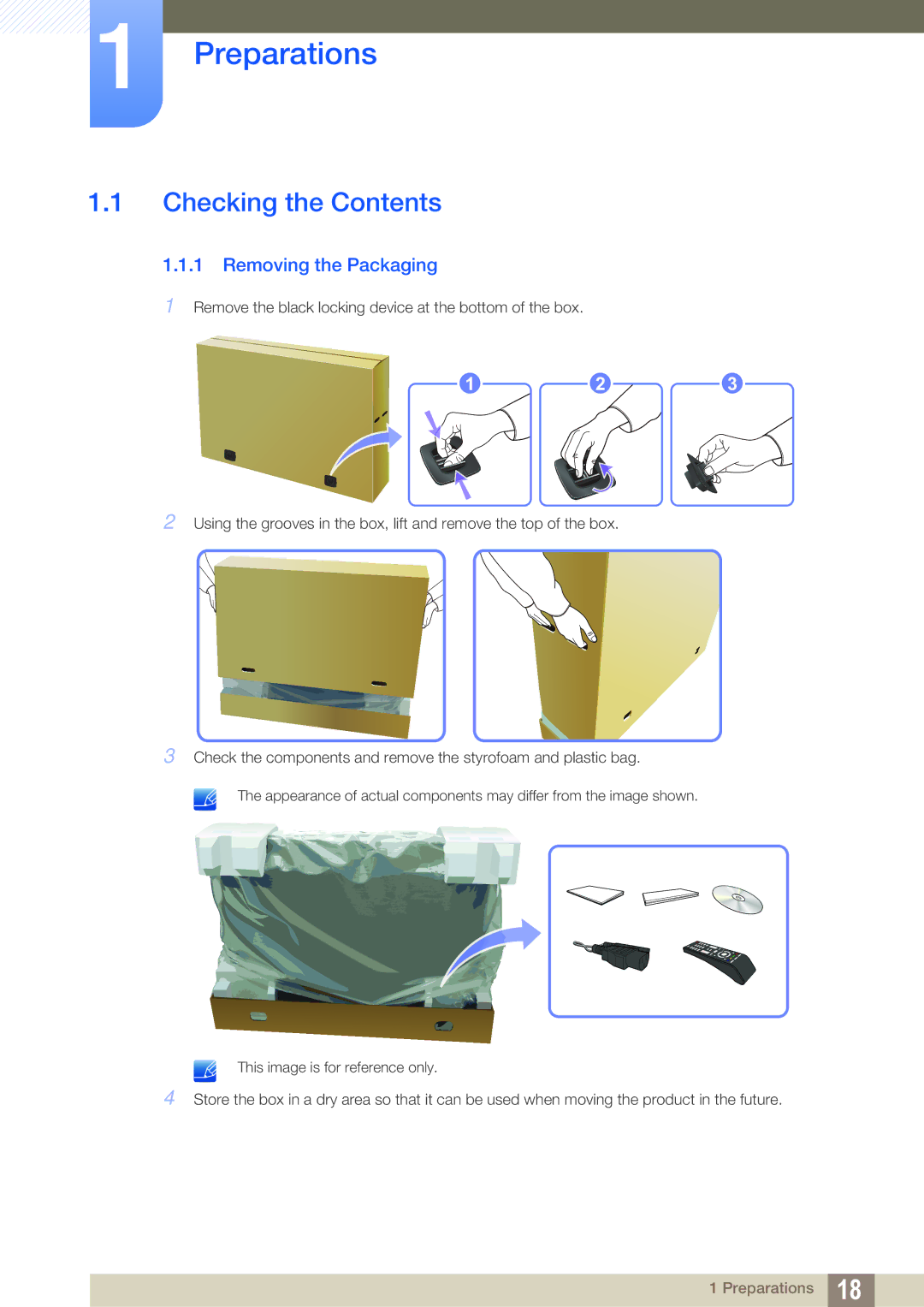 Samsung LH40ARPLBC/EN, LH46ARPLBC/EN, LH32ARPLBC/EN, LH40ARPLBC/XY, LH32ARPLBC/XY manual Preparations, Checking the Contents 