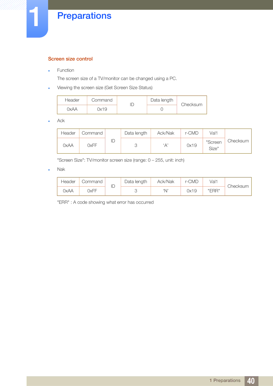 Samsung LH32ARPLBC/XY, LH40ARPLBC/EN, LH46ARPLBC/EN, LH32ARPLBC/EN, LH40ARPLBC/XY, LH46ARPLBC/XY manual Screen size control 