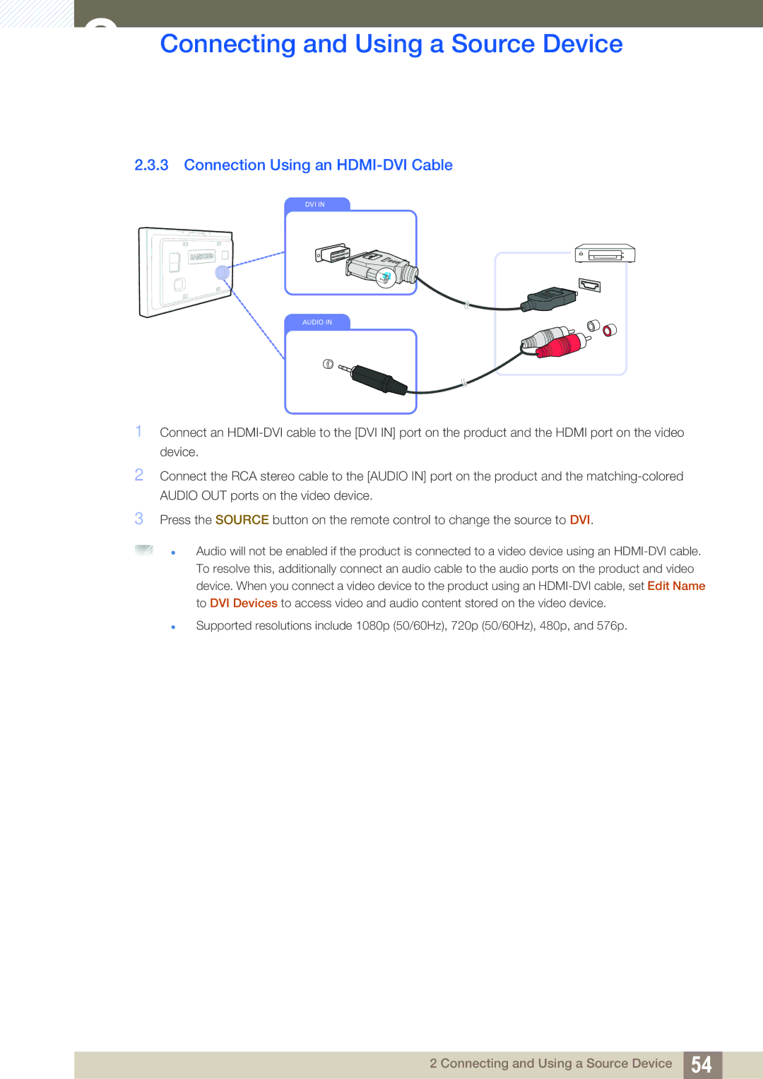 Samsung LH40ARPLBC/EN, LH46ARPLBC/EN, LH32ARPLBC/EN, LH40ARPLBC/XY, LH32ARPLBC/XY manual Connection Using an HDMI-DVI Cable 