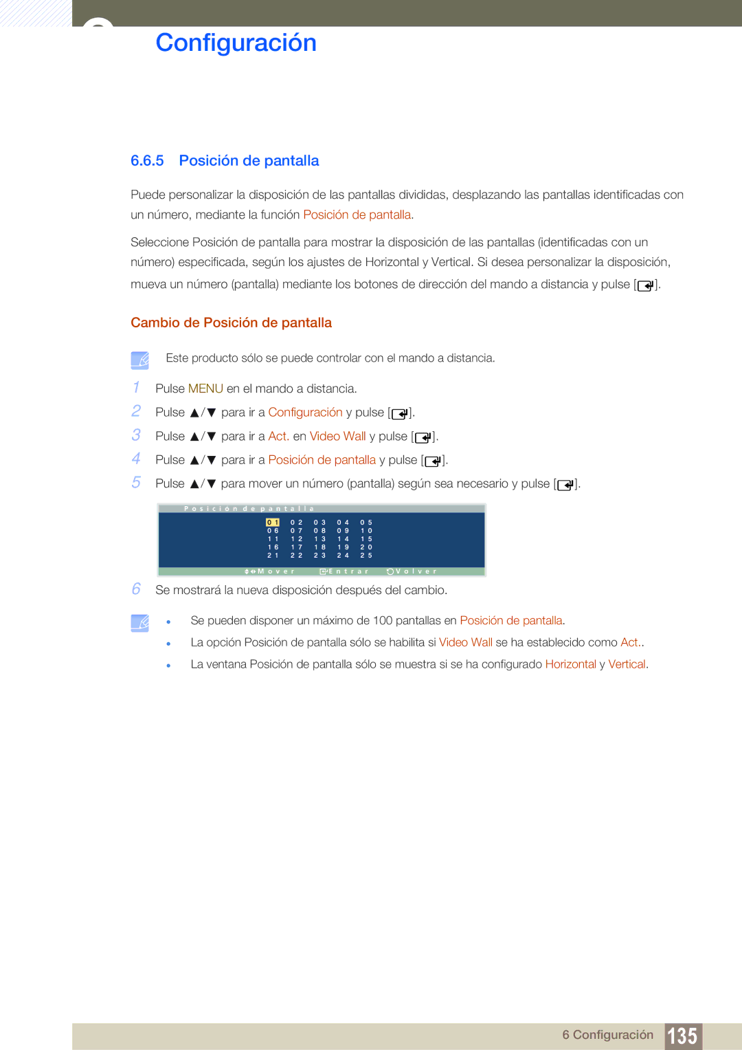 Samsung LH40ARPLBC/EN, LH46ARPLBC/EN, LH32ARPLBC/EN manual Cambio de Posición de pantalla 