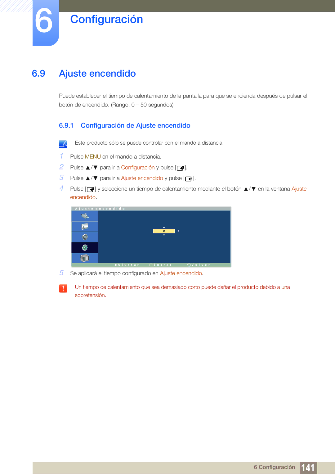 Samsung LH40ARPLBC/EN, LH46ARPLBC/EN, LH32ARPLBC/EN manual Configuración de Ajuste encendido 