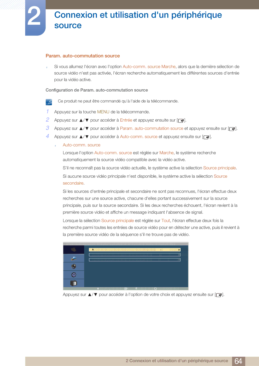 Samsung LH40ARPLBC/EN manual Configuration de Param. auto-commutation source, Auto-comm. source 