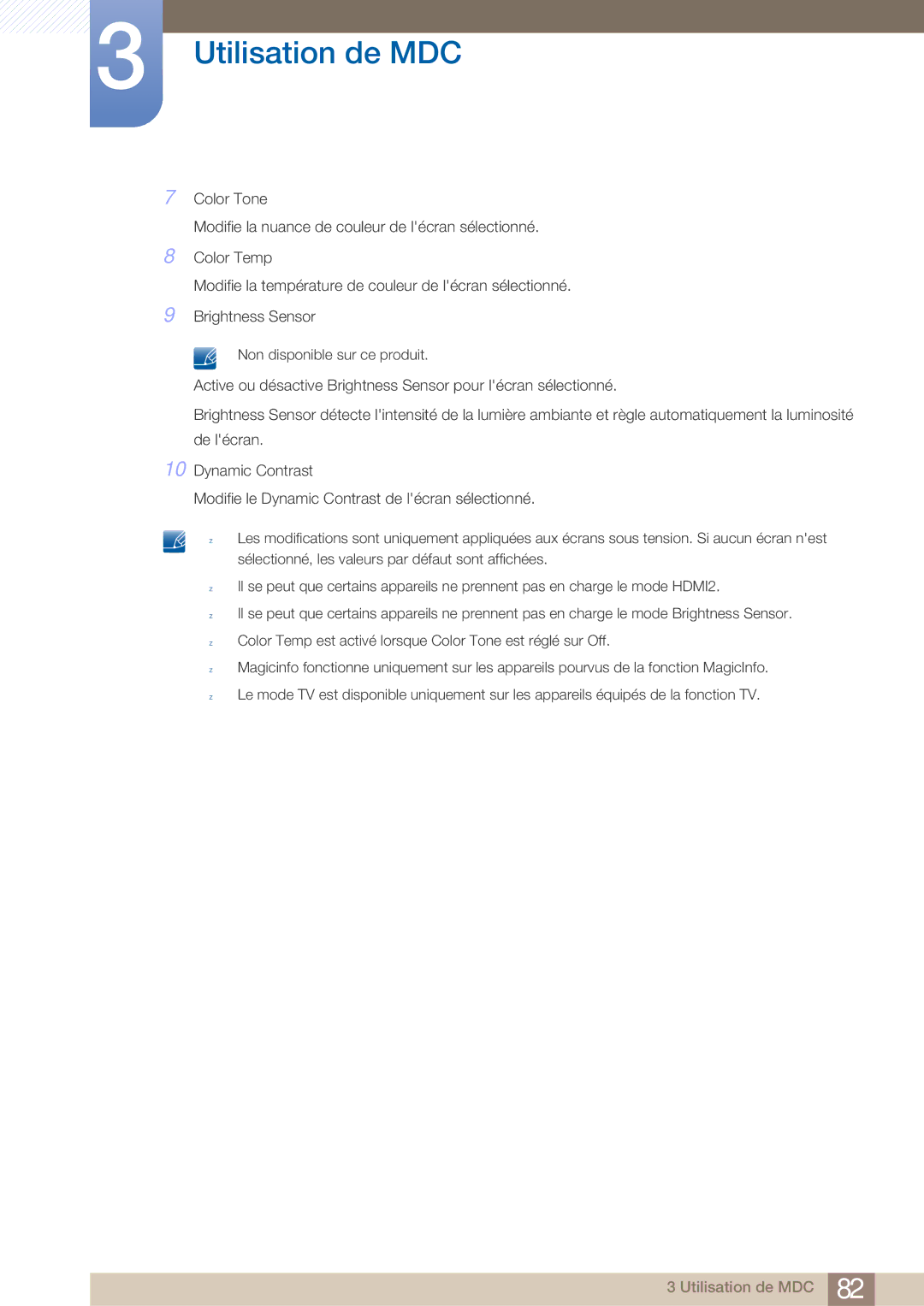 Samsung LH40ARPLBC/EN manual Utilisation de MDC 