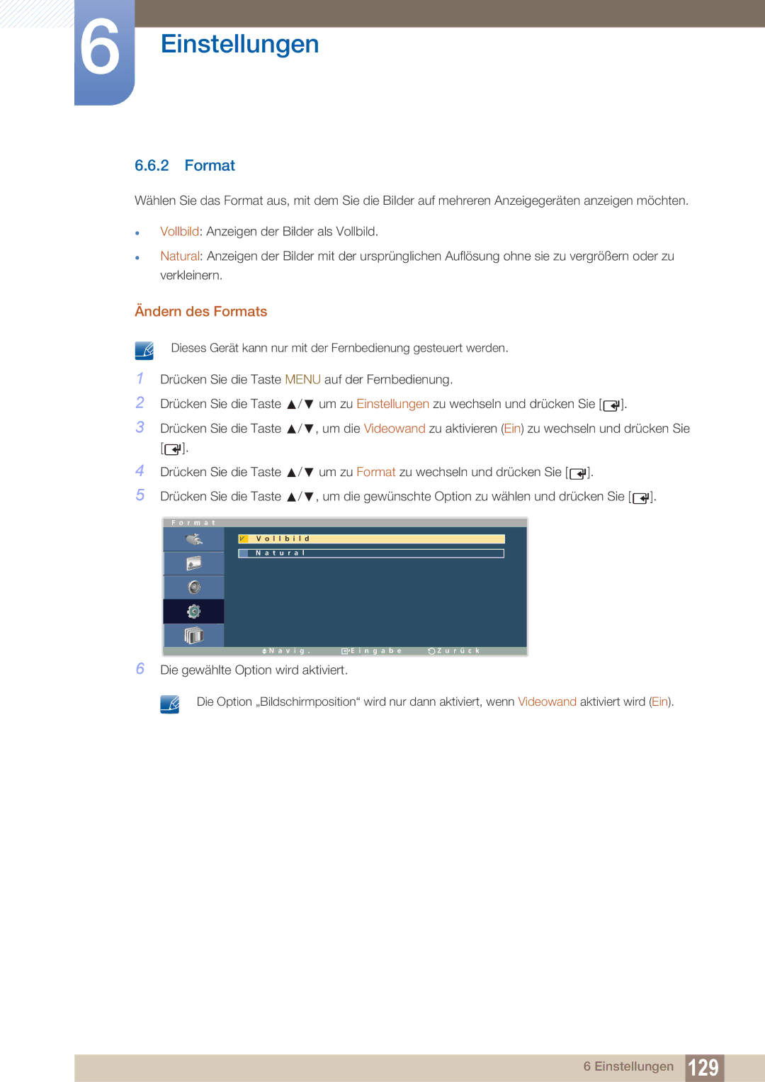 Samsung LH40ARPLBC/EN manual Ändern des Formats 