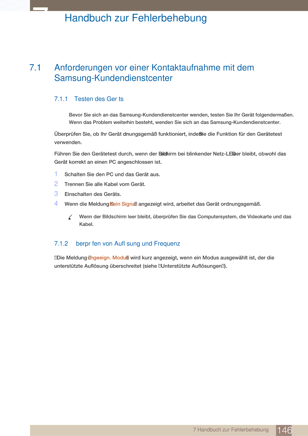 Samsung LH40ARPLBC/EN manual Testen des Geräts, 2 Überprüfen von Auflösung und Frequenz 