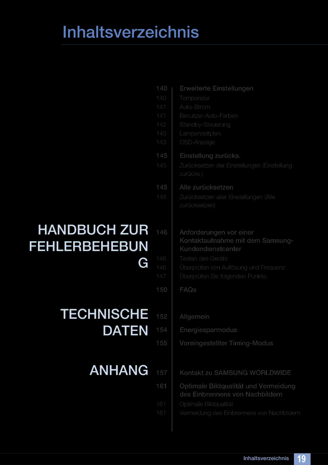 Samsung LH40ARPLBC/EN manual Handbuch ZUR 146 Fehlerbehebun 