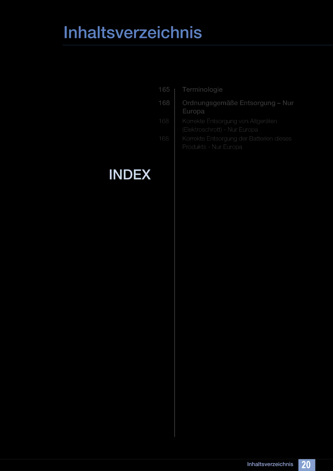 Samsung LH40ARPLBC/EN manual Index 