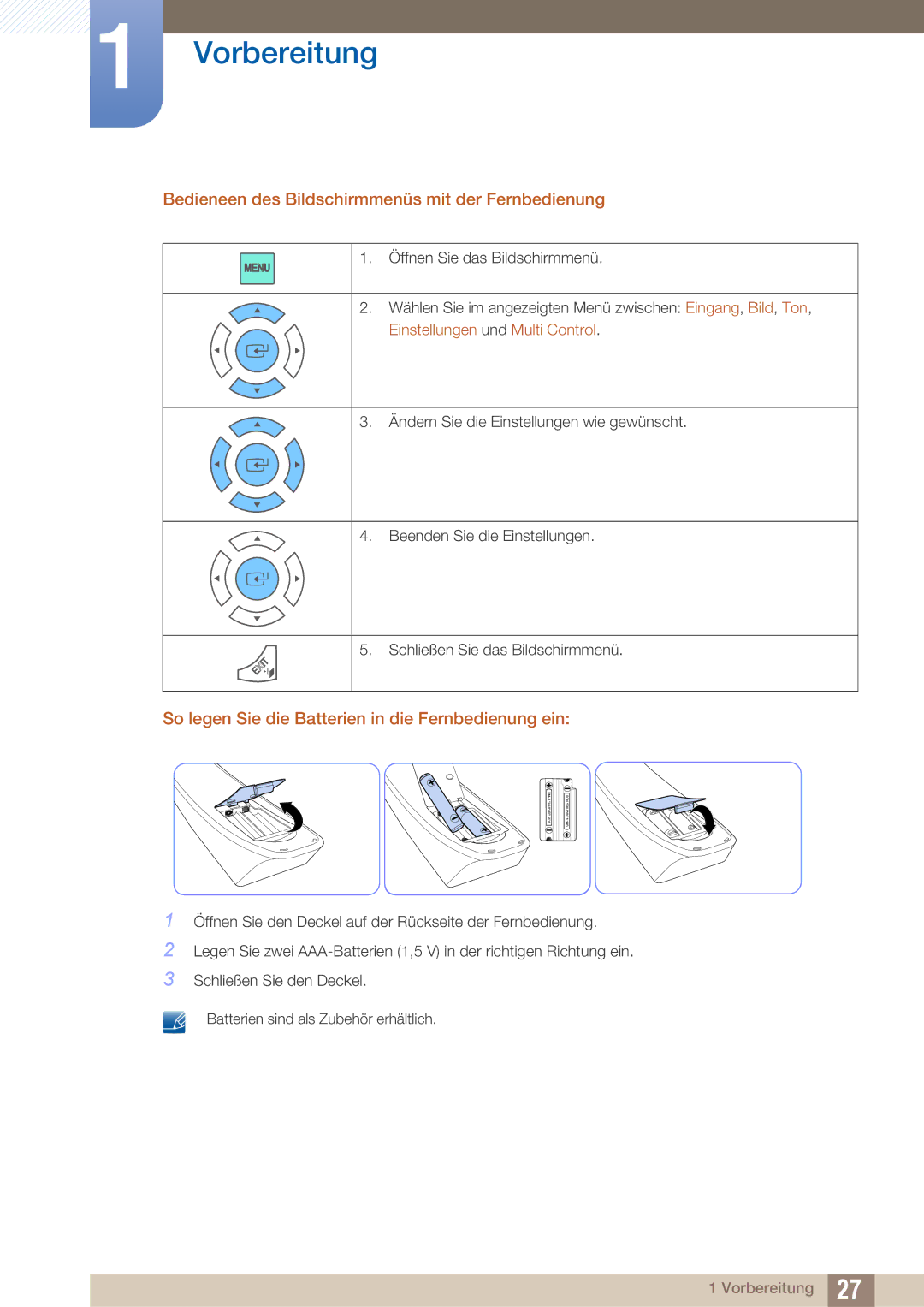 Samsung LH40ARPLBC/EN manual Bedieneen des Bildschirmmenüs mit der Fernbedienung 