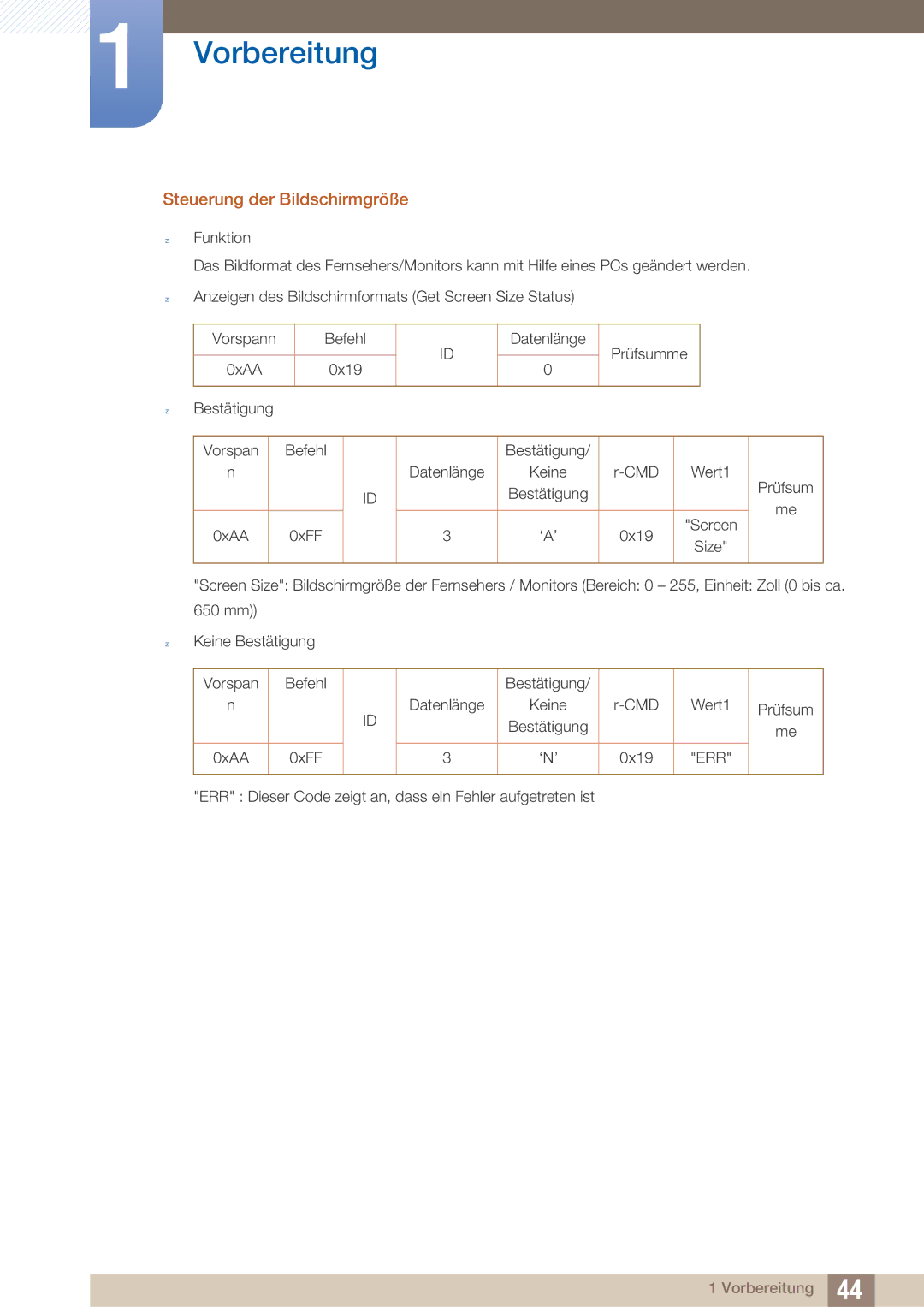 Samsung LH40ARPLBC/EN manual Steuerung der Bildschirmgröße 