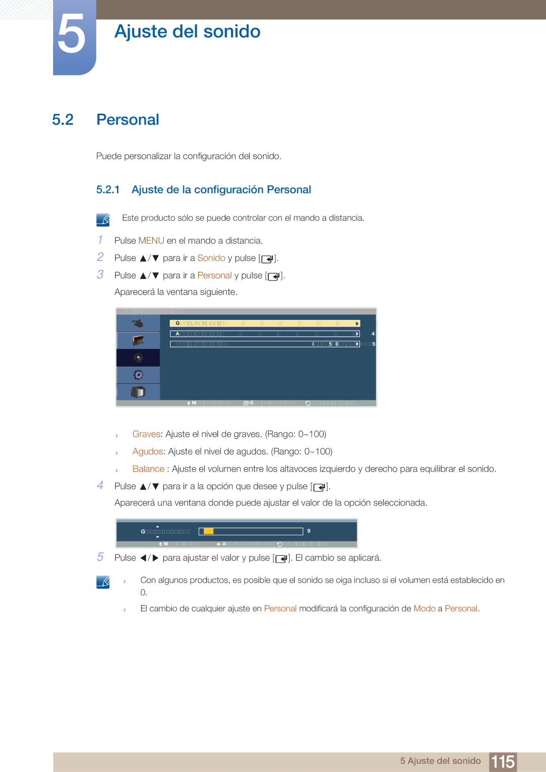 Samsung LH40ARPLBC/EN manual Puede personalizar la configuración del sonido 