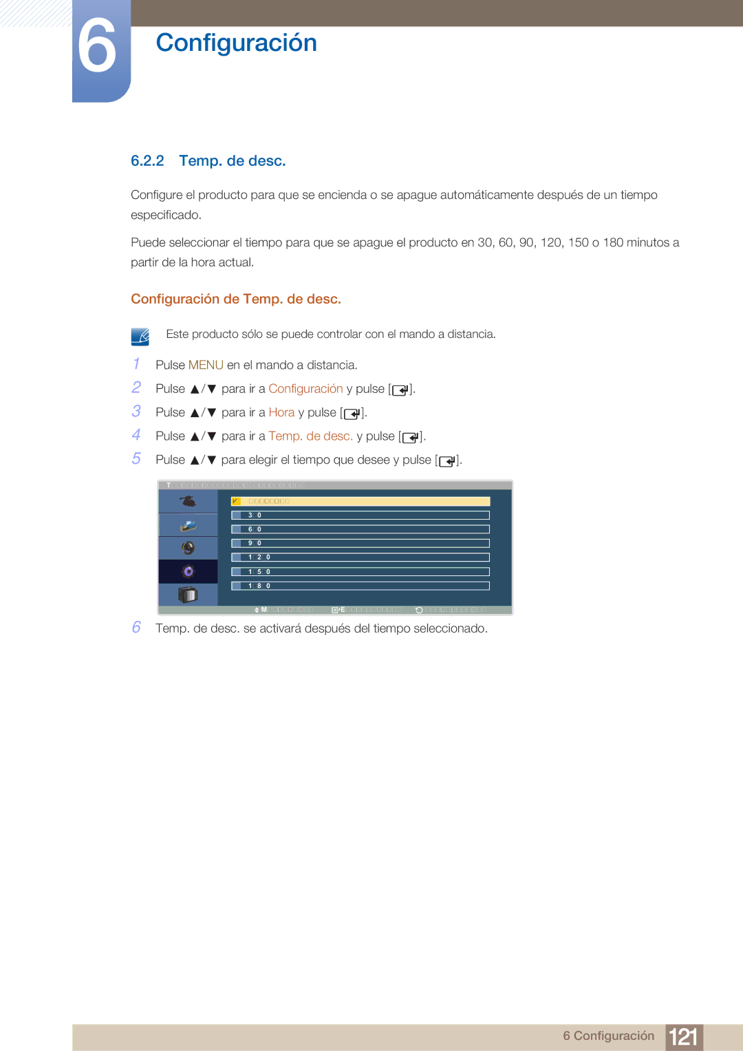 Samsung LH40ARPLBC/EN manual Configuración de Temp. de desc 