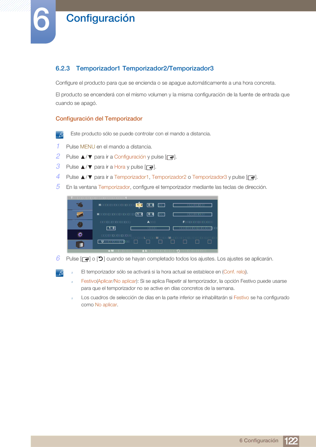 Samsung LH40ARPLBC/EN manual Temporizador1 Temporizador2/Temporizador3, Configuración del Temporizador 