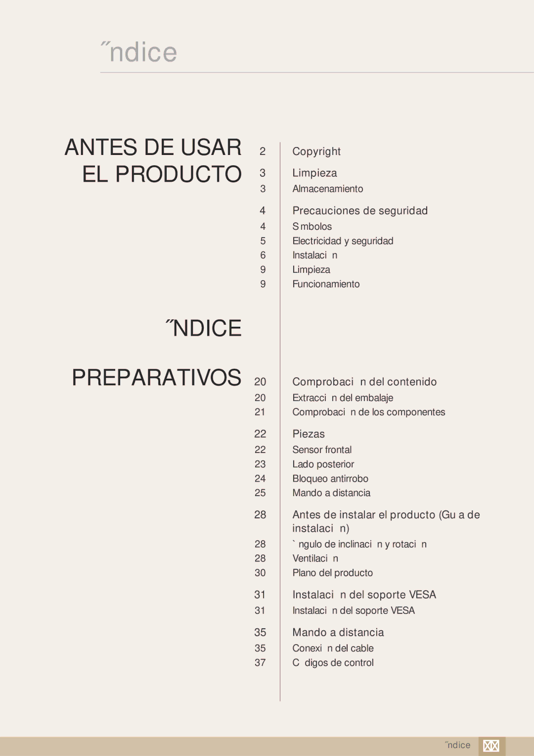 Samsung LH40ARPLBC/EN manual Índice 