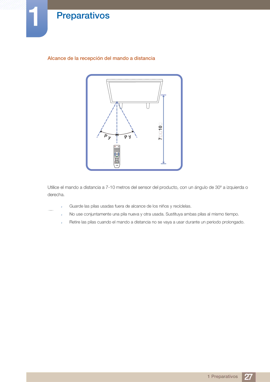 Samsung LH40ARPLBC/EN manual Alcance de la recepción del mando a distancia, 7m ~ 10m 