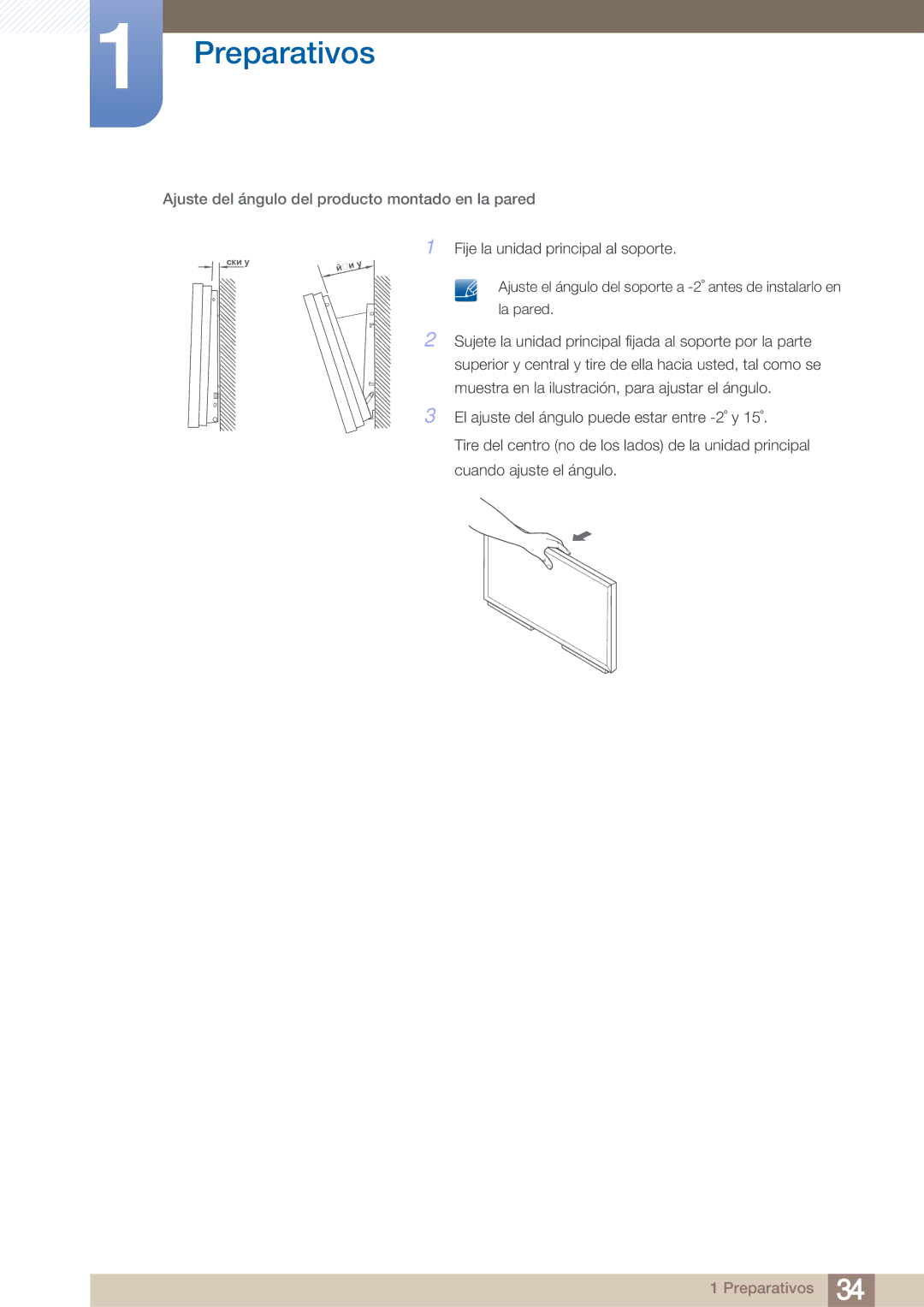 Samsung LH40ARPLBC/EN manual Ajuste del ángulo del producto montado en la pared 