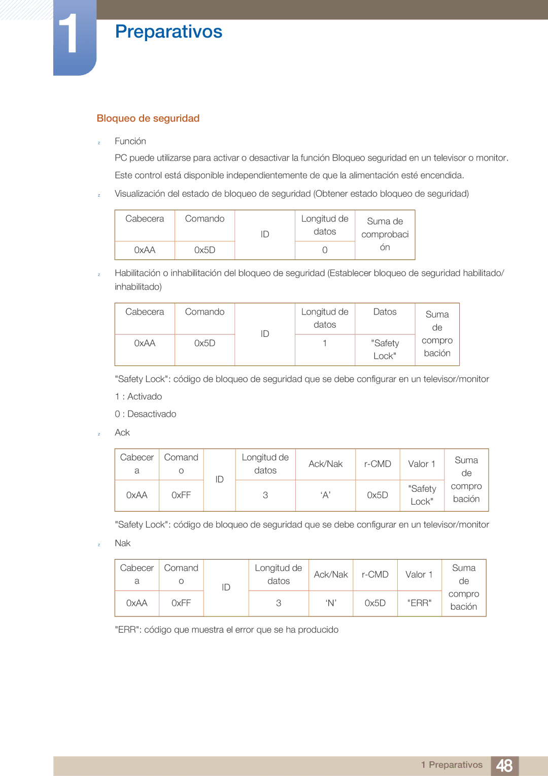 Samsung LH40ARPLBC/EN manual Bloqueo de seguridad 