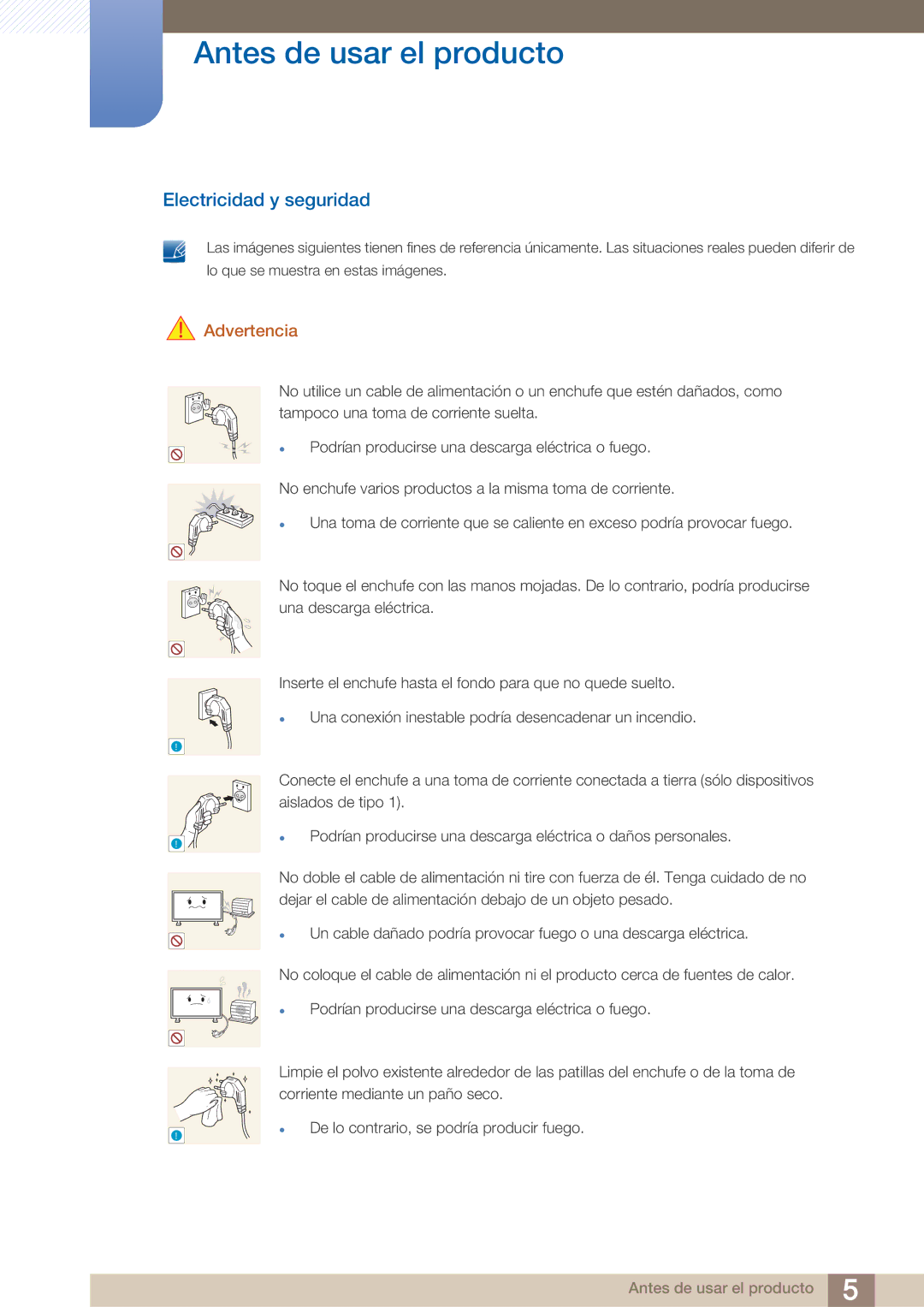 Samsung LH40ARPLBC/EN manual Electricidad y seguridad, Advertencia 