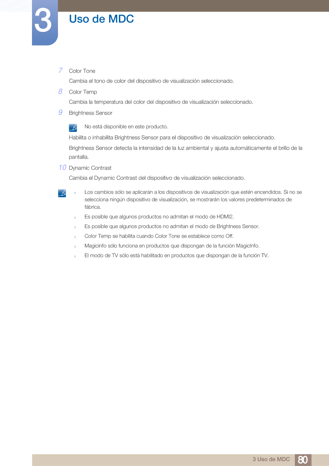 Samsung LH40ARPLBC/EN manual Uso de MDC 