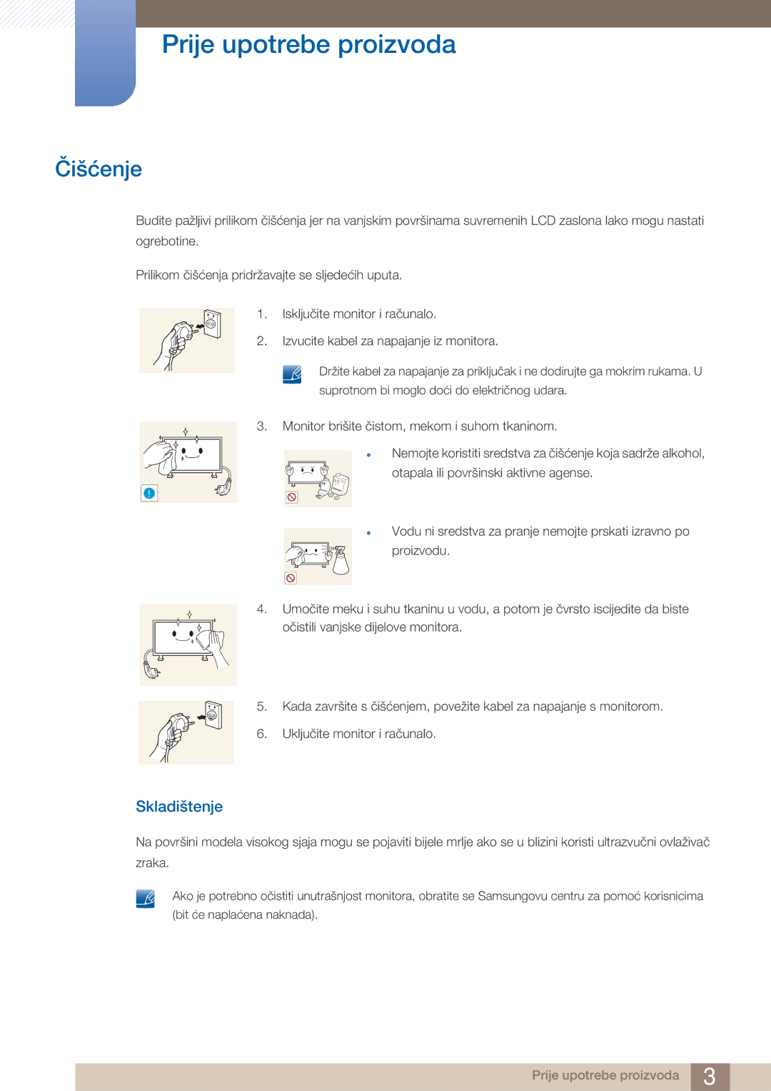 Samsung LH40ARPLBC/EN manual Čišćenje, Skladištenje 