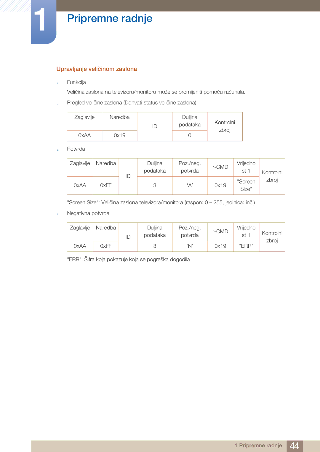 Samsung LH40ARPLBC/EN manual Upravljanje veličinom zaslona 