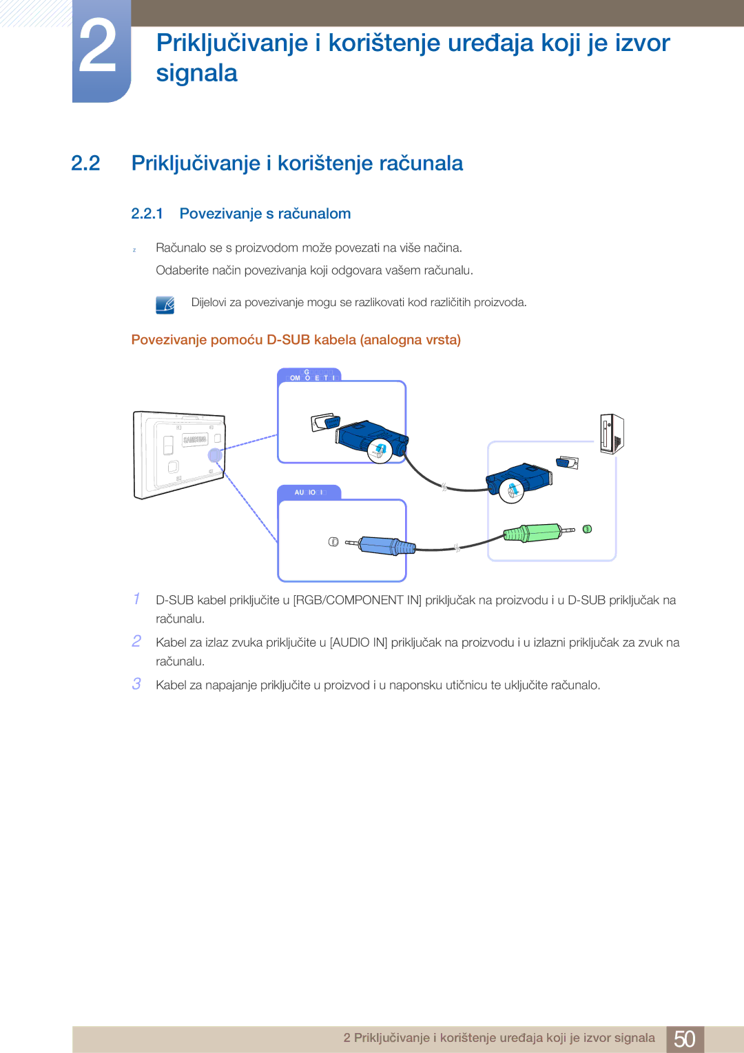 Samsung LH40ARPLBC/EN manual Priključivanje i korištenje računala, Povezivanje s računalom 