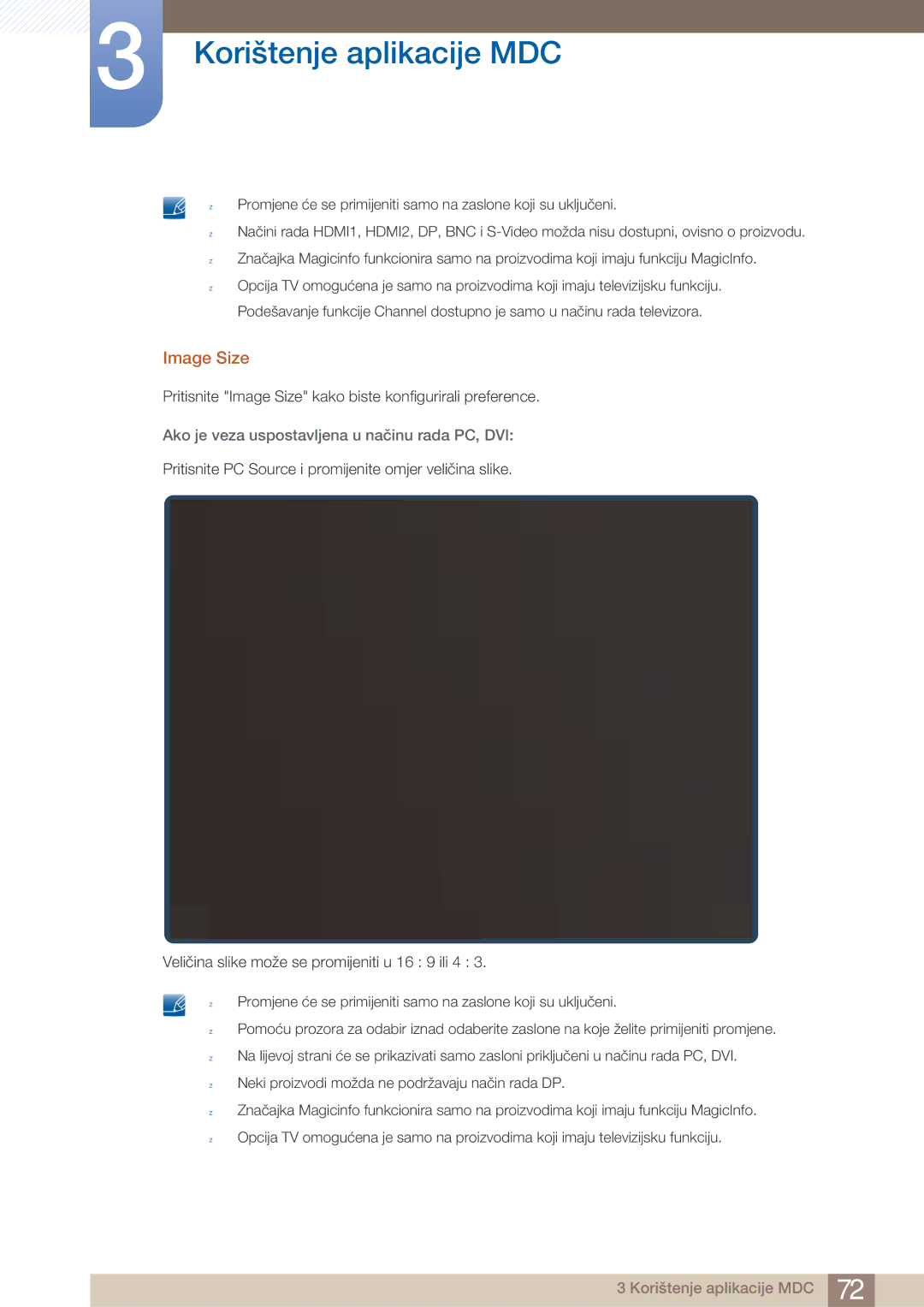 Samsung LH40ARPLBC/EN manual Image Size, Neki proizvodi možda ne podržavaju način rada DP 