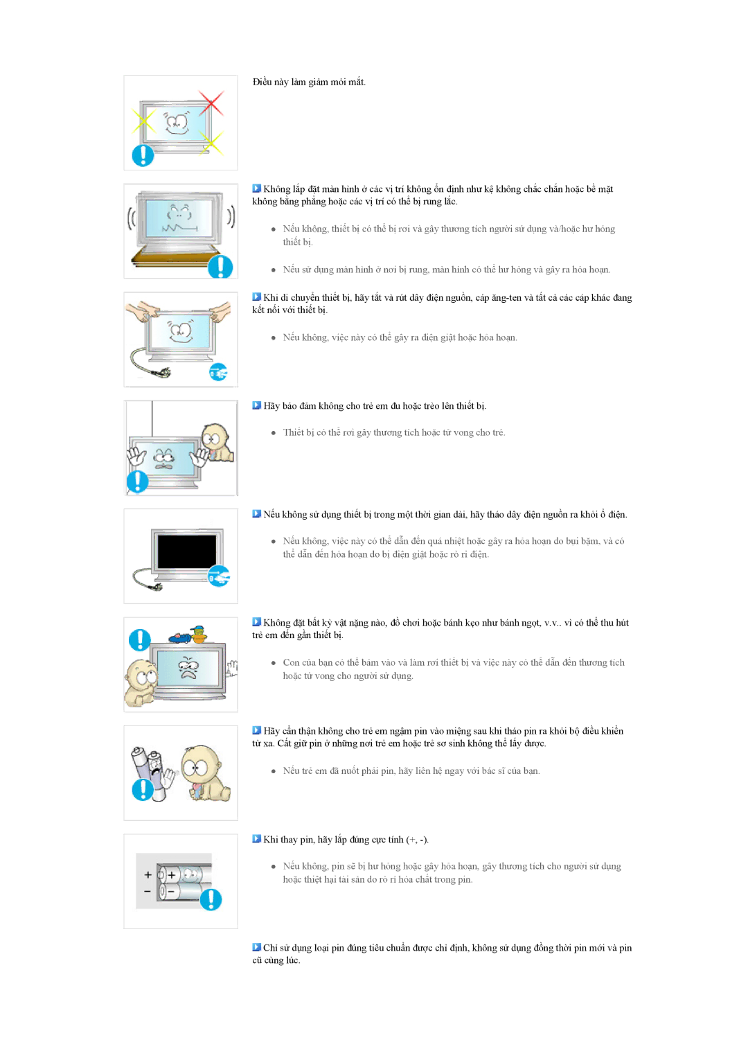 Samsung LH40BVPLBF/XY, LH40BVTLBC/XY manual Thiết bị có thể rơi gây thương tích hoặc tử vong cho trẻ 