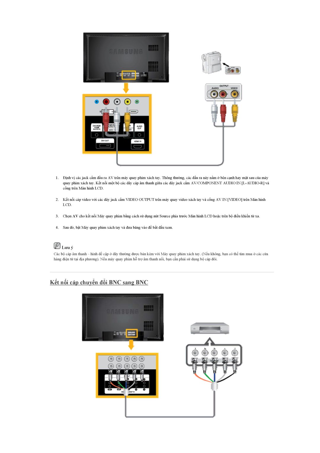 Samsung LH40BVPLBF/XY, LH40BVTLBC/XY manual Kết nối cáp chuyển đổi BNC sang BNC 