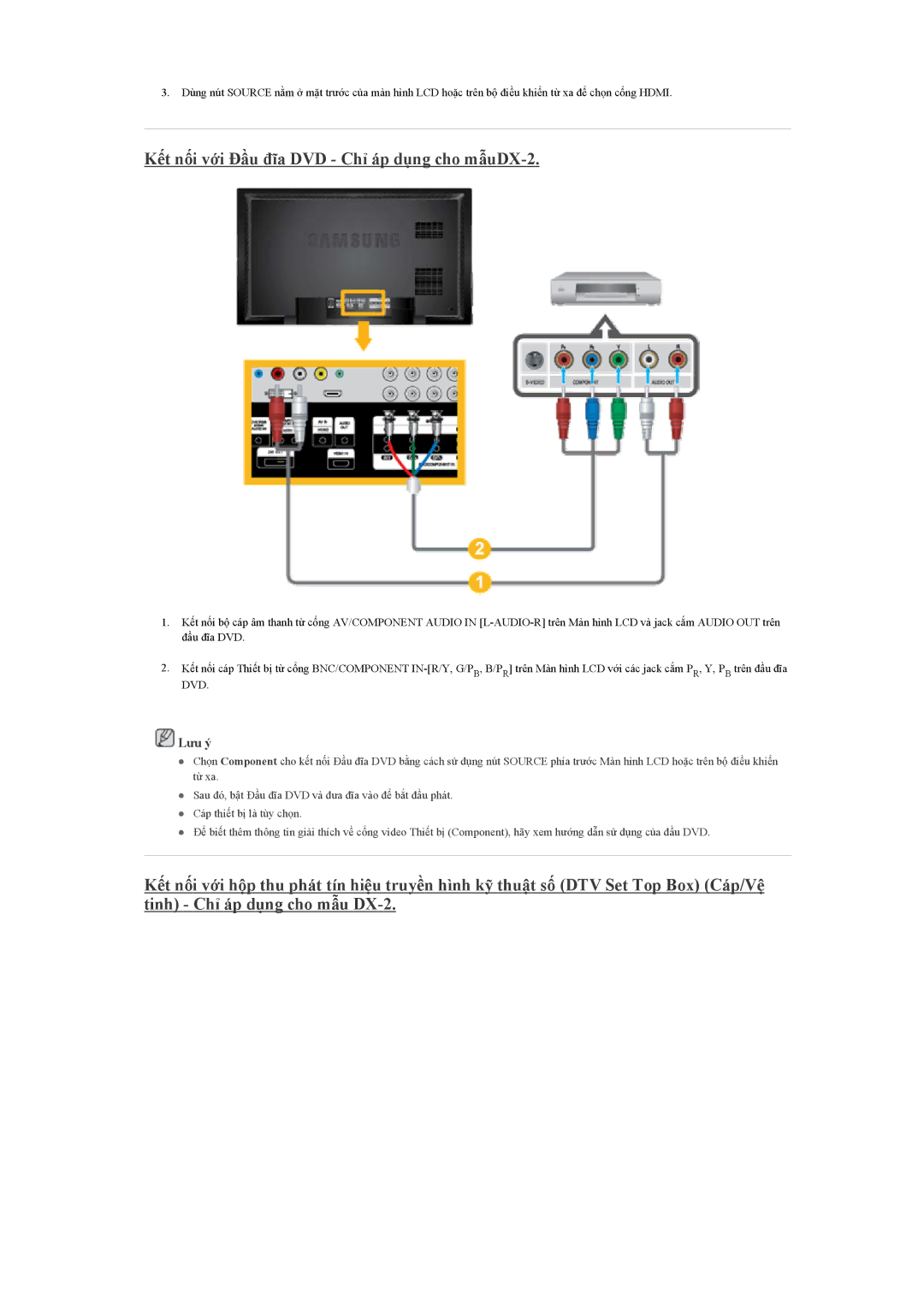 Samsung LH40BVTLBC/XY, LH40BVPLBF/XY manual Kết nối với Đầu đĩa DVD Chỉ áp dụng cho mẫuDX-2 