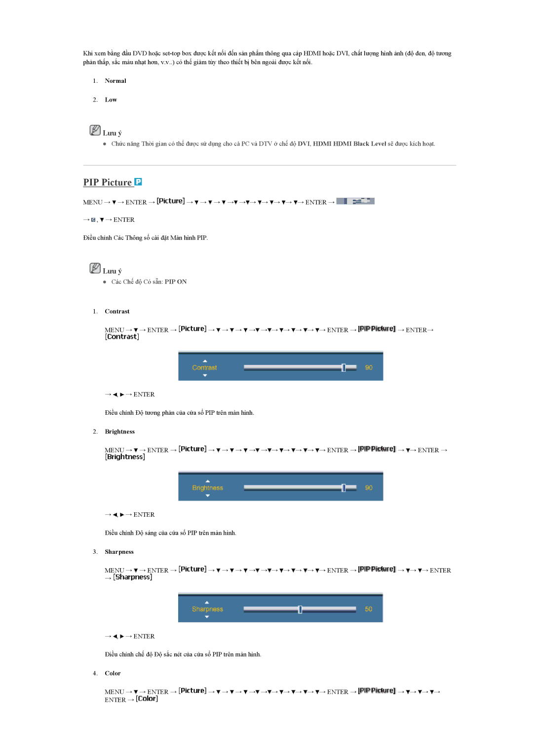 Samsung LH40BVTLBC/XY, LH40BVPLBF/XY manual PIP Picture, Contrast 