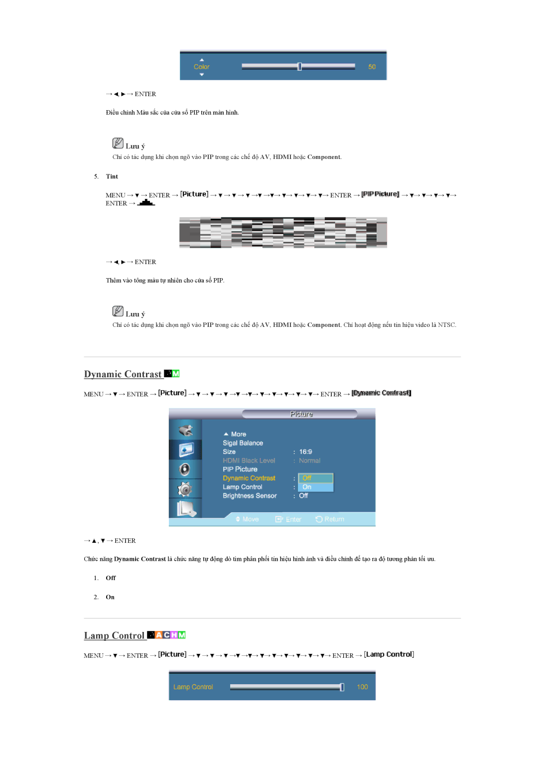 Samsung LH40BVPLBF/XY, LH40BVTLBC/XY manual Dynamic Contrast, Lamp Control 