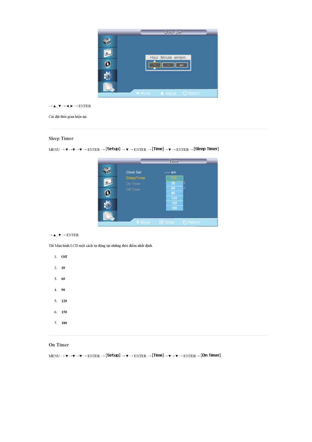 Samsung LH40BVTLBC/XY, LH40BVPLBF/XY manual Sleep Timer, On Timer 