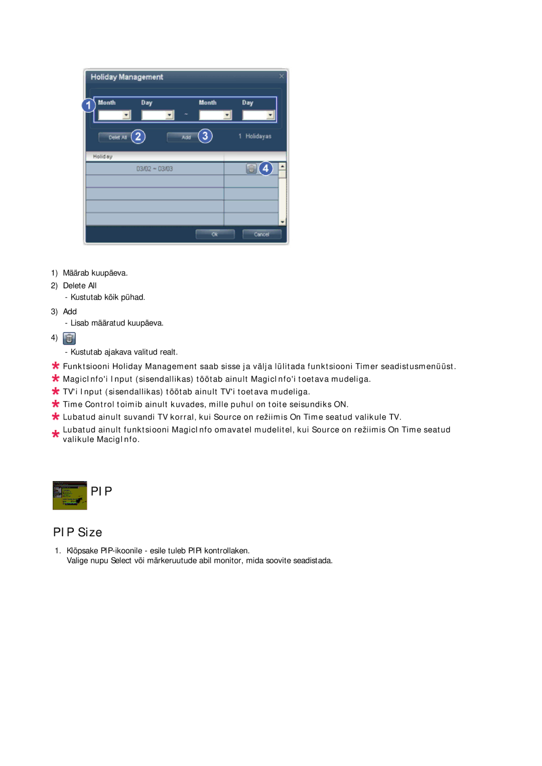 Samsung LH40CRPMBD/EN, LH40CRPMBC/EN manual Pip, PIP Size 