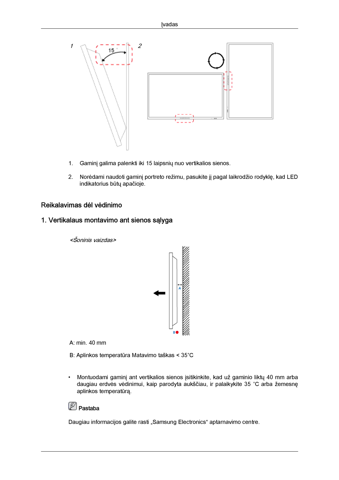 Samsung LH40CRPMBD/EN, LH40CRPMBC/EN manual Šoninis vaizdas 