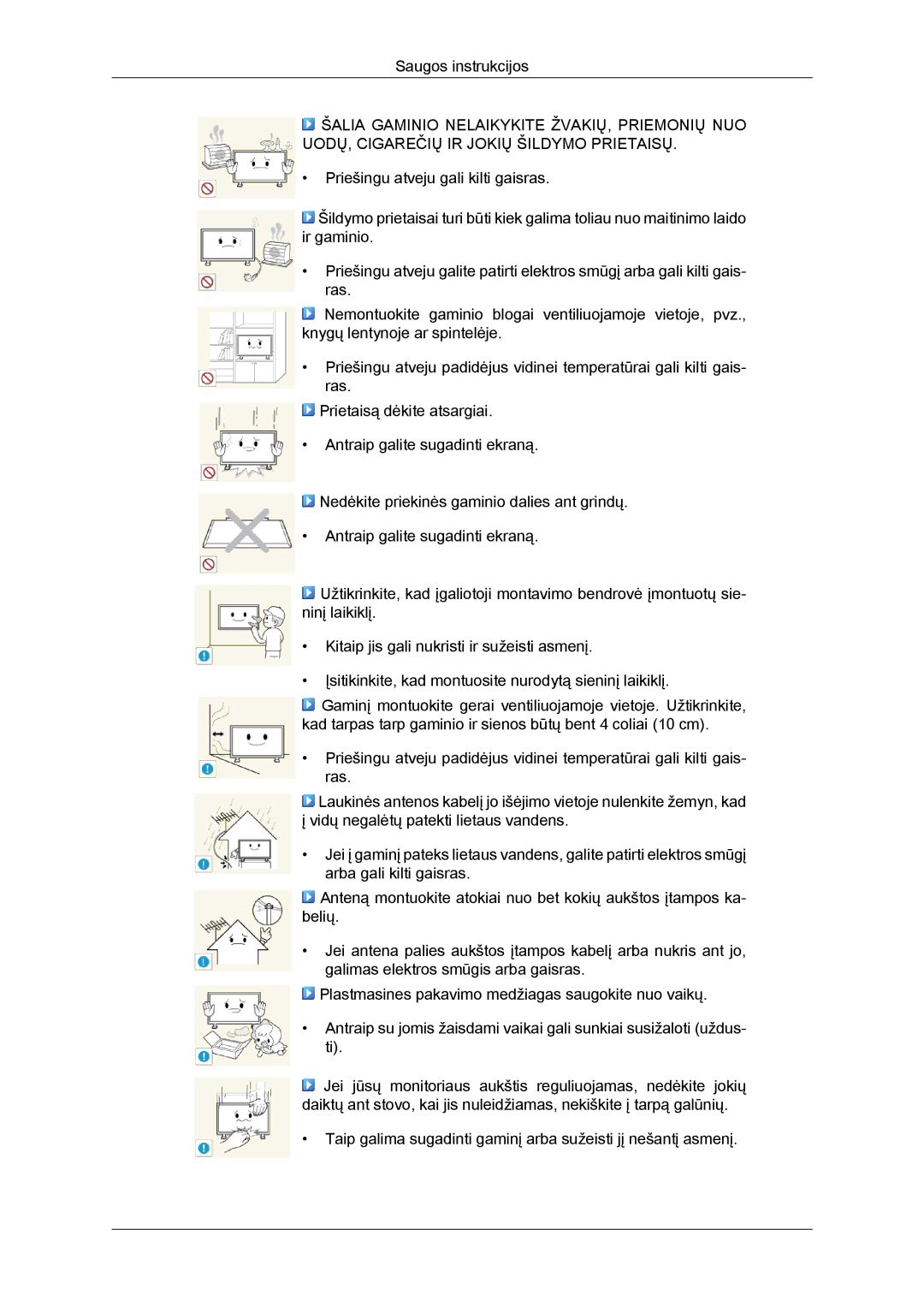 Samsung LH40CRPMBD/EN, LH40CRPMBC/EN manual Saugos instrukcijos 