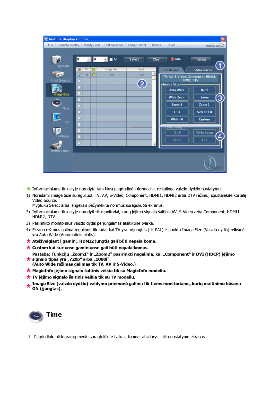 Samsung LH40CRPMBC/EN, LH40CRPMBD/EN manual Time 