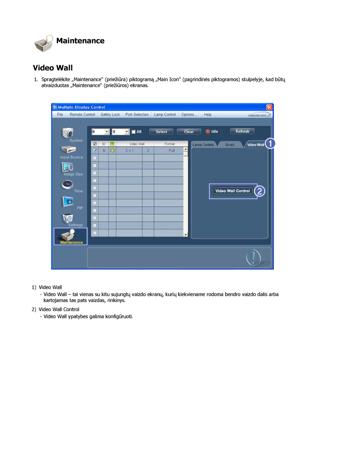 Samsung LH40CRPMBD/EN, LH40CRPMBC/EN manual Maintenance Video Wall 