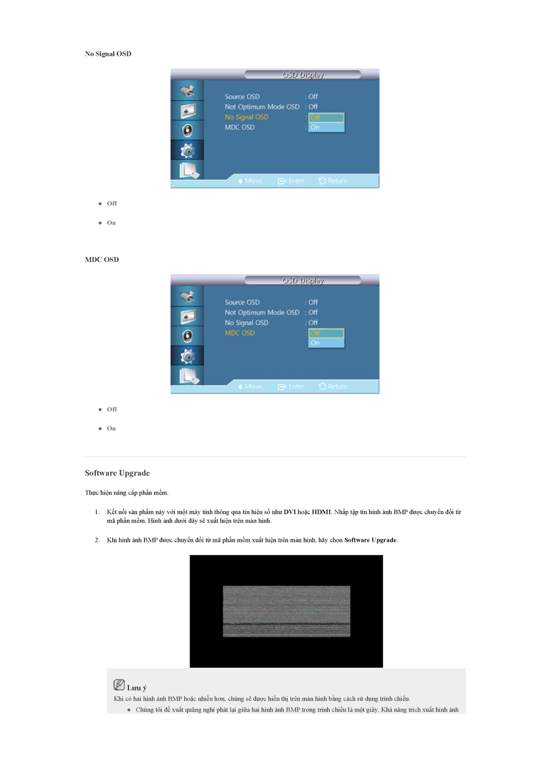 Samsung LH40CSPLBC/EN manual Software Upgrade, No Signal OSD 