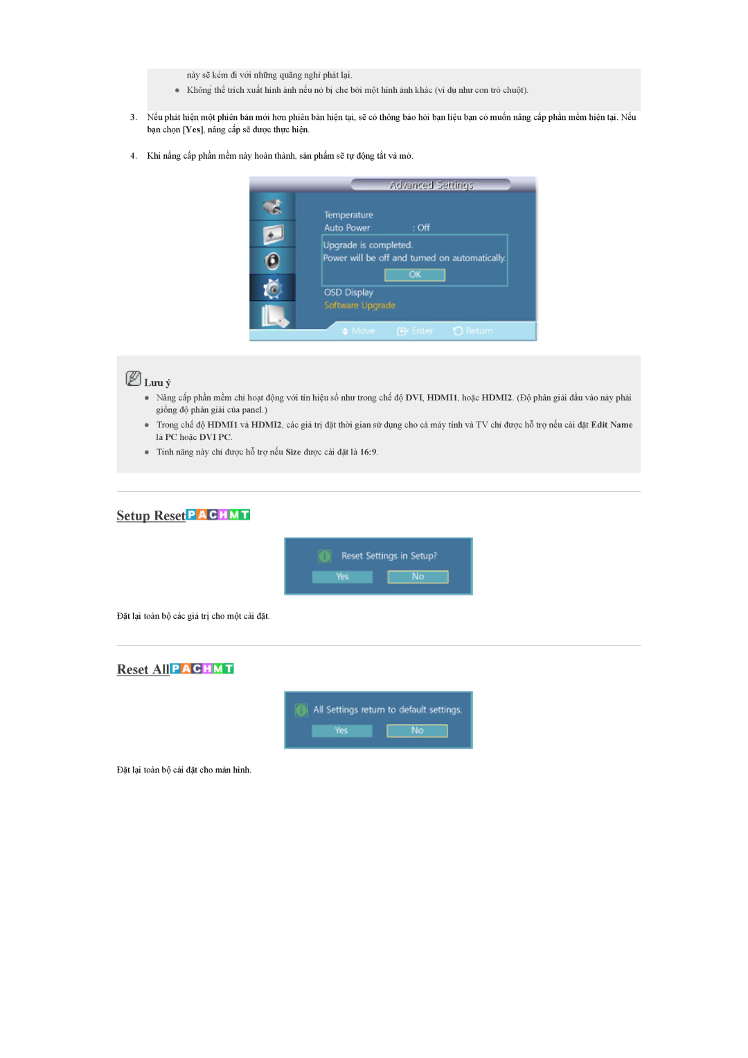 Samsung LH40CSPLBC/EN manual Setup Reset, Reset All 