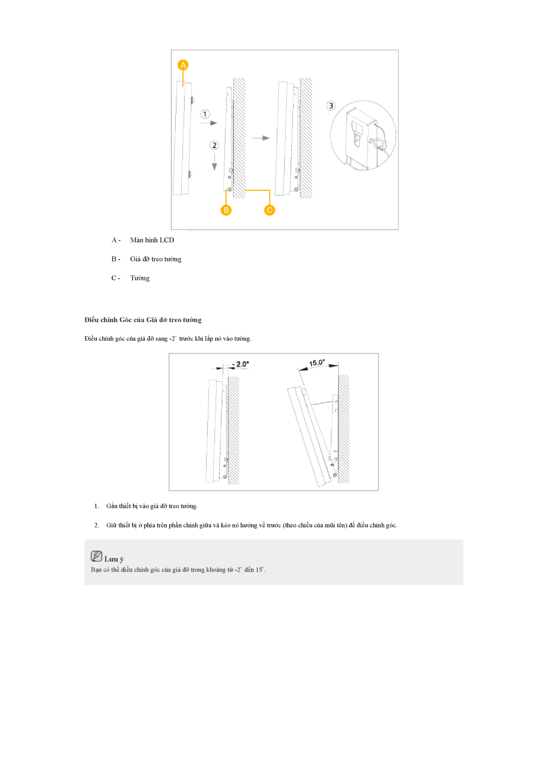 Samsung LH40CSPLBC/EN manual Điều chỉnh Góc của Giá đỡ treo tường 