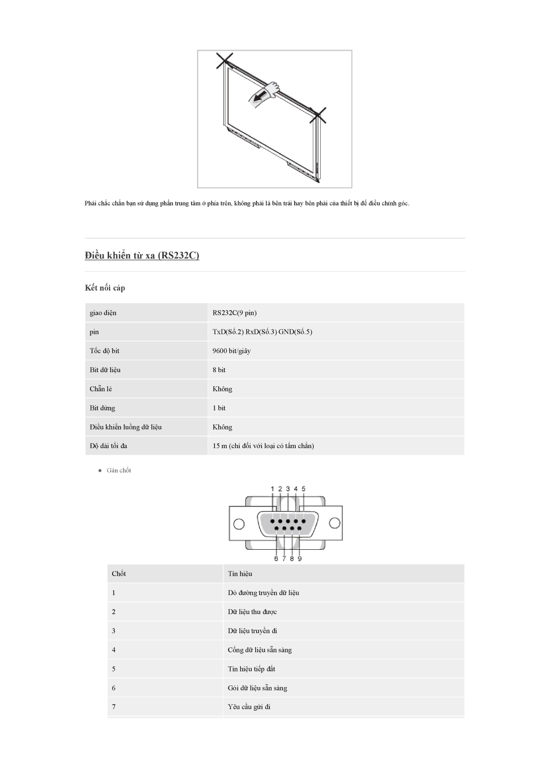 Samsung LH40CSPLBC/EN manual Điều khiển từ xa RS232C, Kết nối cáp 