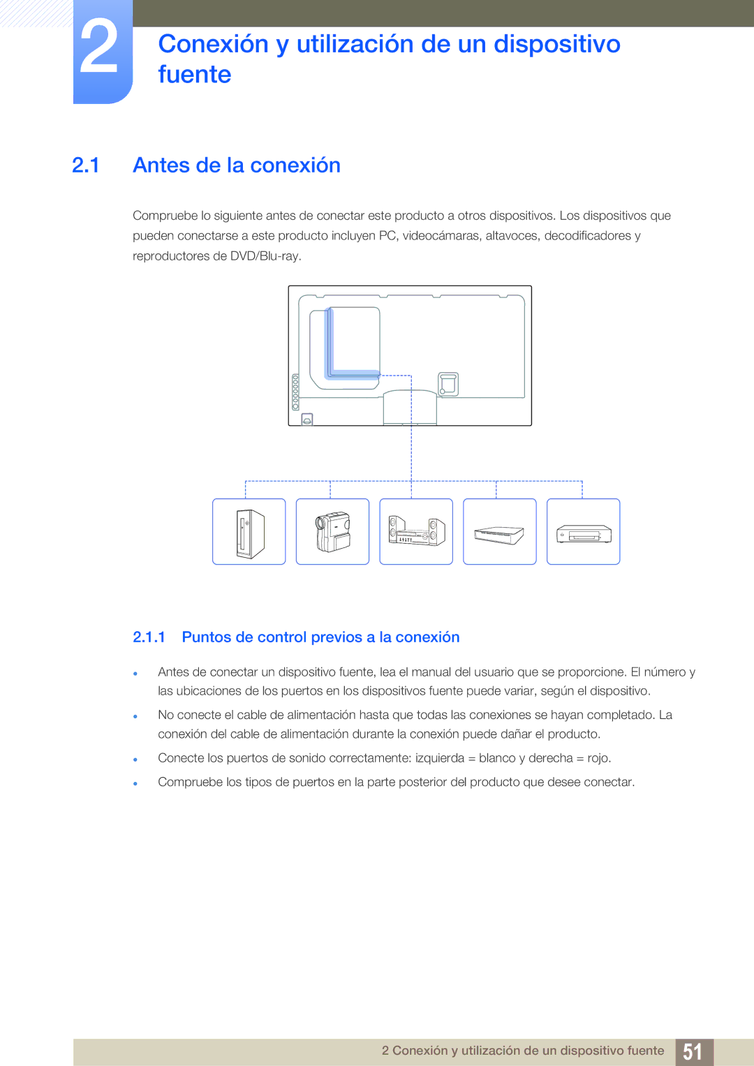 Samsung LH46UEPLGC/ZA, LH40DEPLGC/EN, LH46DEPLGC/EN Conexiónfuente y utilización de un dispositivo, Antes de la conexión 