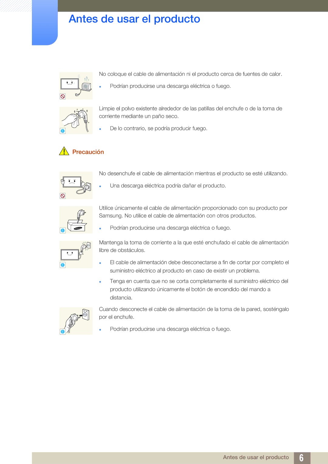 Samsung LH40MEPLGC/EN, LH40DEPLGC/EN, LH46DEPLGC/EN, LH55UEAPLGC/EN, LH46MEPLGC/EN, LH46UEPLGC/EN, LH55UEPLGC/EN Precaución 