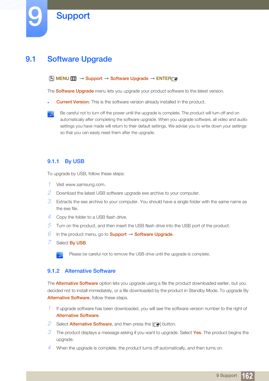 Samsung LH46UEPLGC/XY, LH40DEPLGC/EN manual By USB, Alternative Software, Menu m Support Software Upgrade Enter 