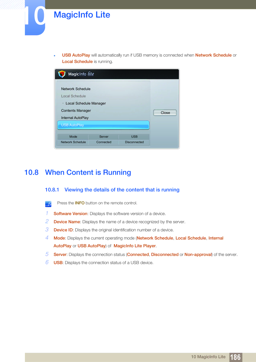 Samsung LH46UEPLGC/EN, LH40DEPLGC/EN manual When Content is Running, Viewing the details of the content that is running 