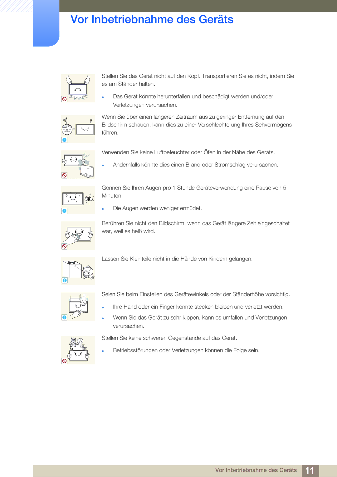 Samsung LH40DEAPLBC/EN, LH40DEPLGC/EN, LH46DEPLGC/EN, LH55UEPLGC/ZA, LH55DEPLGC/EN manual Vor Inbetriebnahme des Geräts 