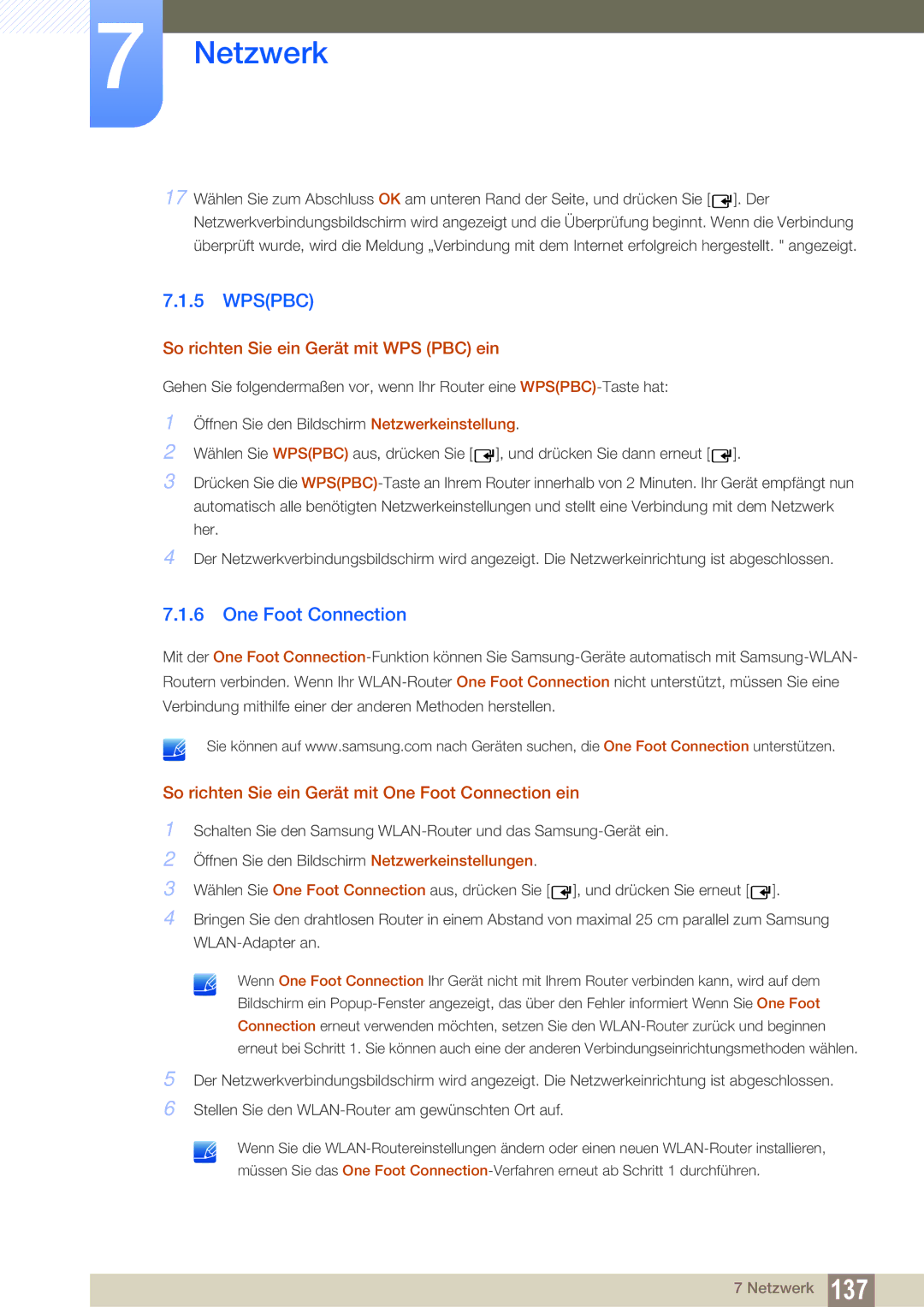 Samsung LH40DEAPLBC/EN, LH40DEPLGC/EN, LH46DEPLGC/EN Wpspbc, One Foot Connection, So richten Sie ein Gerät mit WPS PBC ein 