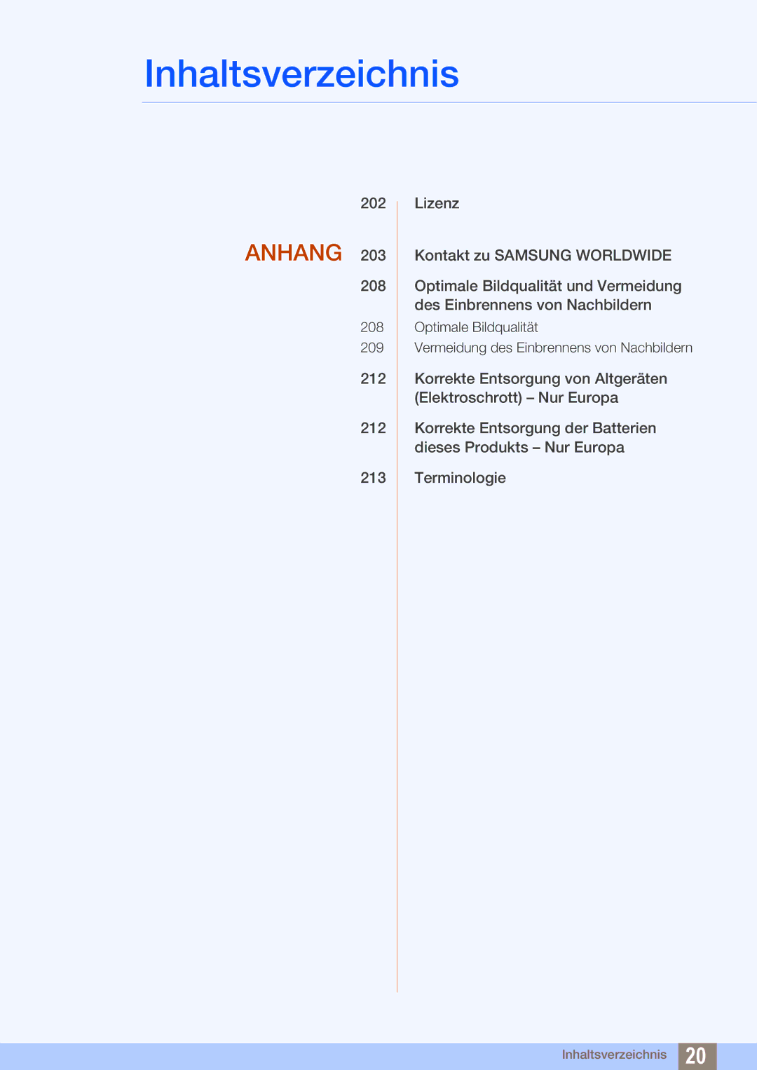 Samsung LH46UEPLGC/EN, LH40DEPLGC/EN, LH46DEPLGC/EN, LH55UEPLGC/ZA, LH55DEPLGC/EN, LH55UEAPLGC/EN, LH46MEPLGC/EN manual Anhang 