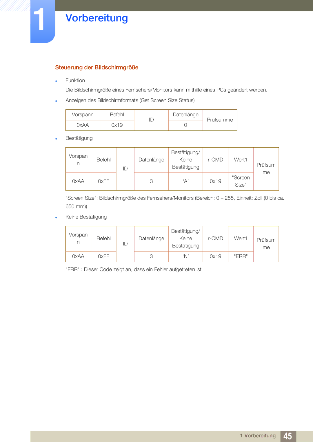 Samsung LH55DEPLGC/EN, LH40DEPLGC/EN, LH46DEPLGC/EN, LH55UEPLGC/ZA, LH55UEAPLGC/EN manual Steuerung der Bildschirmgröße 